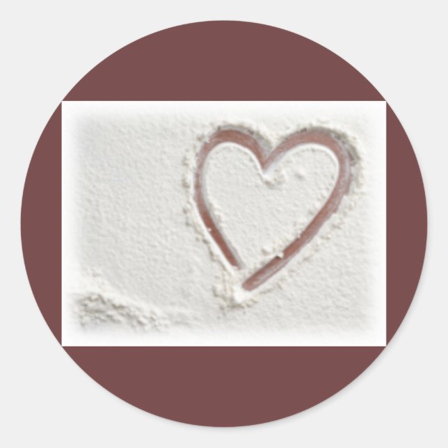 Sticker Rond Beach Sand Heart (Devant)