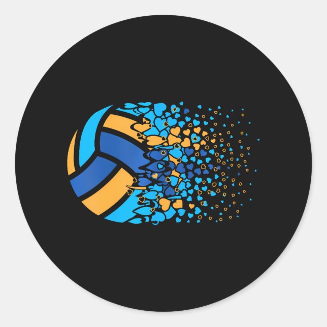 Sticker Rond Beach Volleyball Volleyball Coeur (Devant)