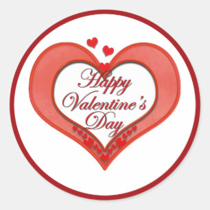Sticker Rond Beaded Red Heart Valentine