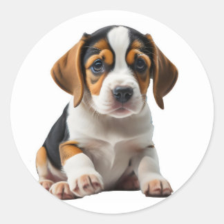 Sticker Rond Beagle chiot