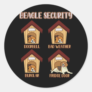 Sticker Rond Beagle de la sécurité Beagle Doorbell Mauvais temp