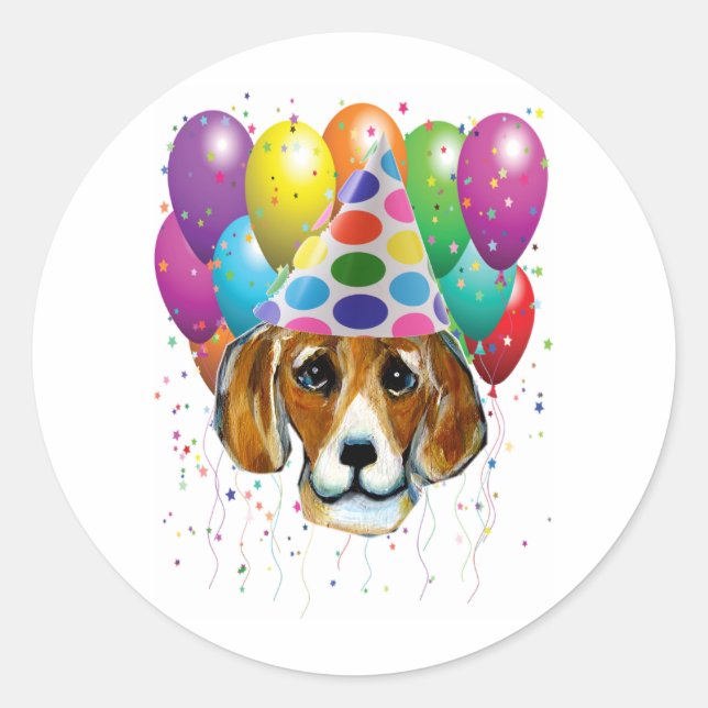 STICKER ROND BEAGLE DE NAISSANCE (Devant)