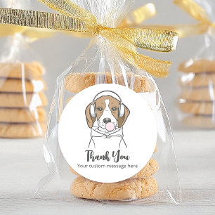 Sticker Rond Beagle décontracté avec Bubble Gum Chien Drôle Mer