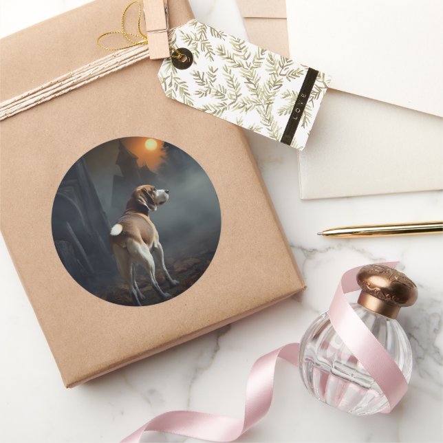 Sticker Rond Beagle Halloween effrayant (Cadeaux)