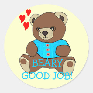 Sticker Rond Bear-Good Job Teacher's Homework