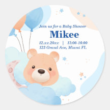 Bear mignonne dans les nuages Baby shower carte d'