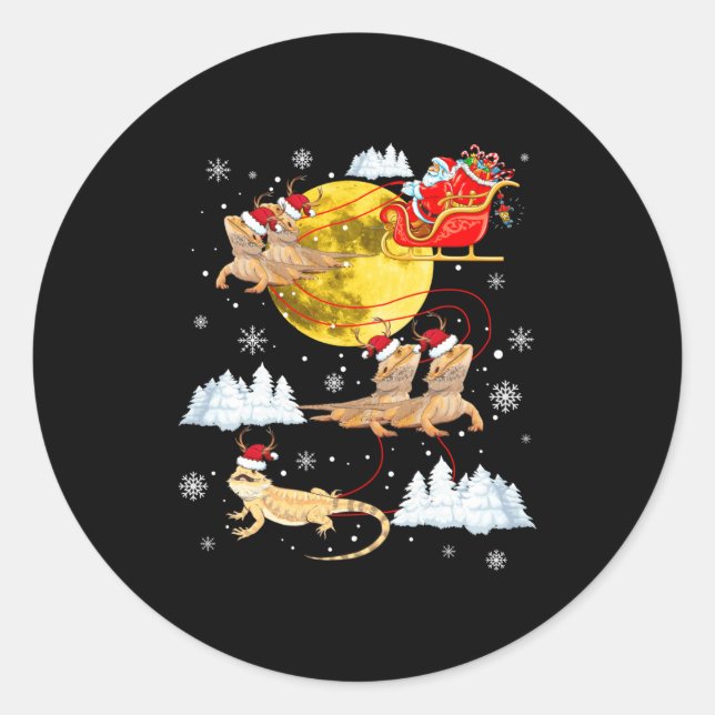 Sticker Rond Bearded Dragon Reindeer Christmas Pajama Santa Xma (Devant)