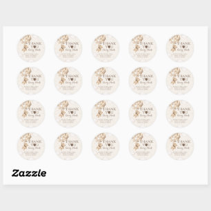 Sticker Rond Bearly Wait Brown Bear Balloon Baby shower