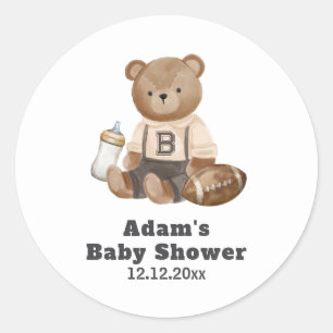 Sticker Rond Bearly Wait Football Sport Garçon Baby Shower
