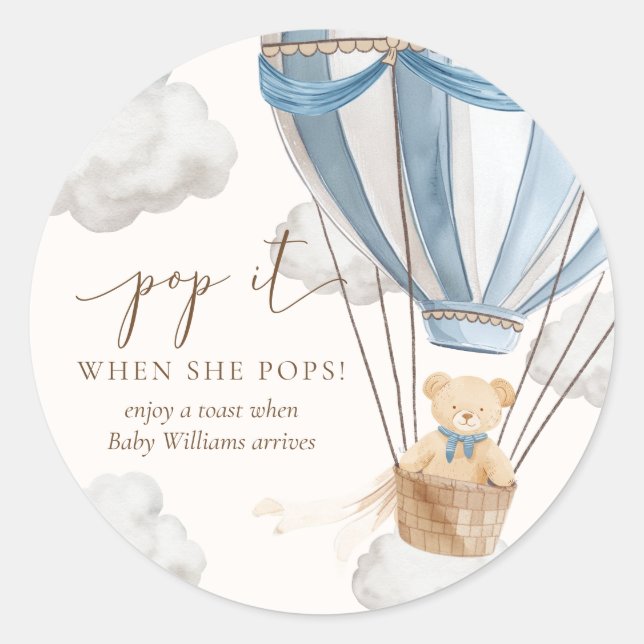 Sticker Rond Bearly Wait Teddy Oear Pop It When She Pops (Devant)