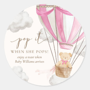 Sticker Rond Bearly Wait Teden Ours Rose Pop It Quand Elle Pops