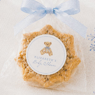 Sticker Rond Bearly Wait Vintage Teddy Bear Baby Shower