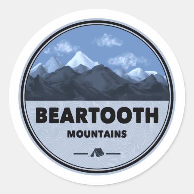 Sticker Rond Beartooth Mountains Montana Wyoming Camping (Devant)