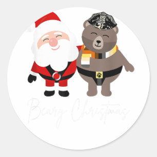 Sticker Rond Beary Cadeau de Noël Hommes Père Noël Gay Bear Xma