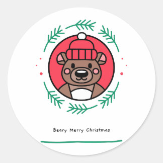 Sticker Rond Beary Joyeux Noël