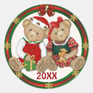 Sticker Rond Beary Joyeux Noël 20XX