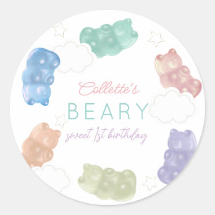 Sticker Rond Beary Sweet Pastel Couleurs Gummy Ours Anniversair