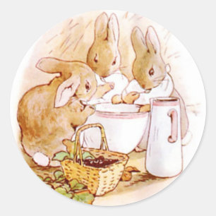 Sticker Rond Béatrix classique Potter mignon lapin