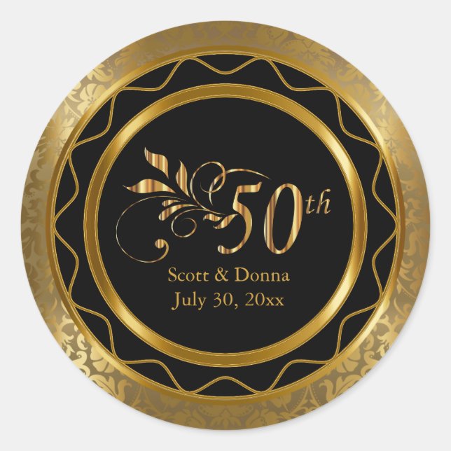 Sticker Rond Beau 50ème anniversaire de Mariage d'or (Devant)