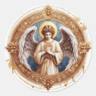 Sticker Rond Beau ange paisible