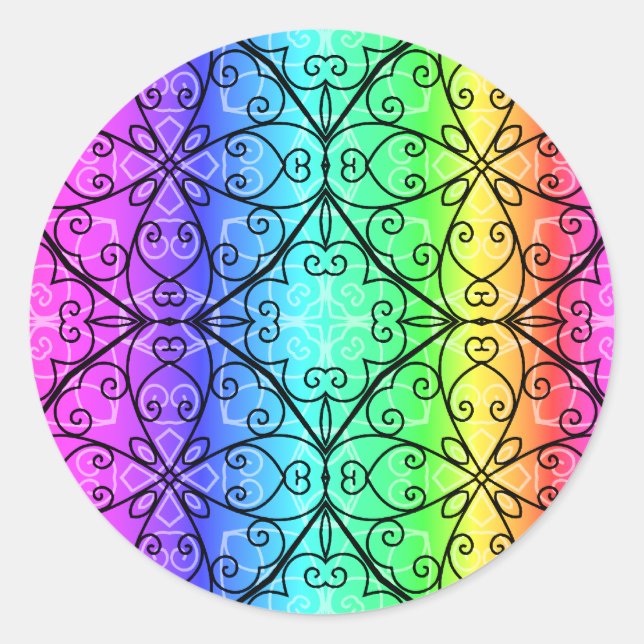 Sticker Rond Beau arc-en-ciel pastel (Devant)