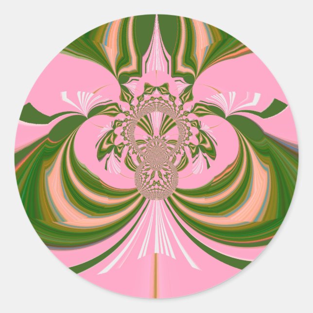 Sticker Rond Beau bébé rose vert et blanc Kaleidoscope (Devant)