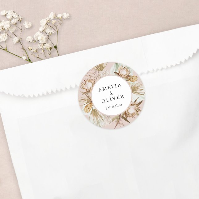 Sticker Rond Beau Boho Botanical Wedding Favor (Créateur téléchargé)
