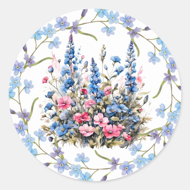 Sticker Rond Beau Bouquet d'aquarelle (Devant)