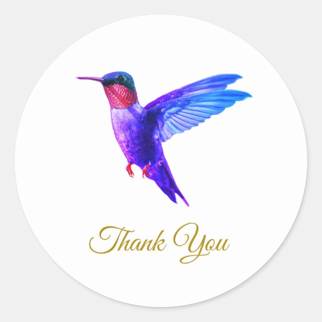 Sticker Rond Beau colibri et Merci doré (Devant)