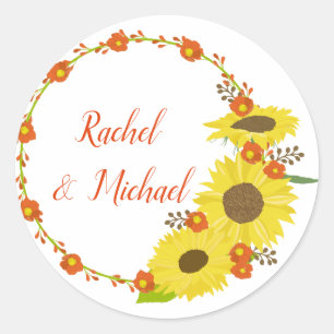 Sticker Rond Beau design de tournesol