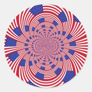Sticker Rond Beau drapeau américain Extraordinaire Kaleidoscope