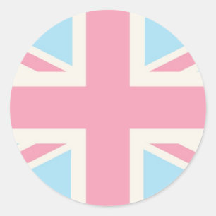 Sticker Rond Beau drapeau classique rose d'Union Jack les