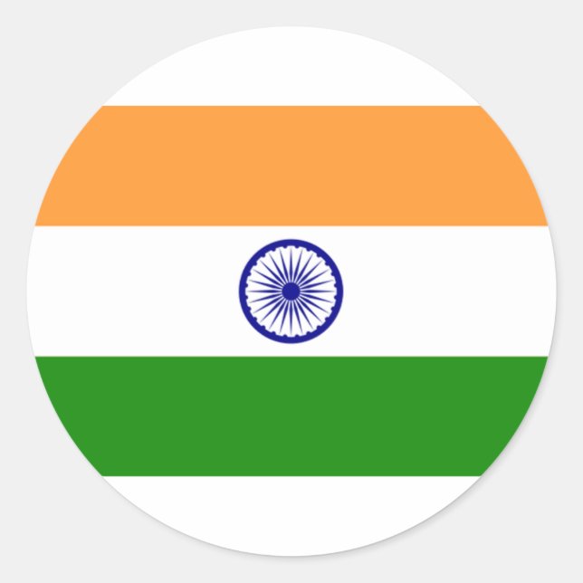 Sticker Rond Beau drapeau indien "Tiranga" (Devant)