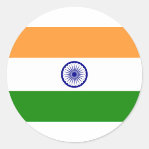 Sticker Rond Beau drapeau indien "Tiranga"