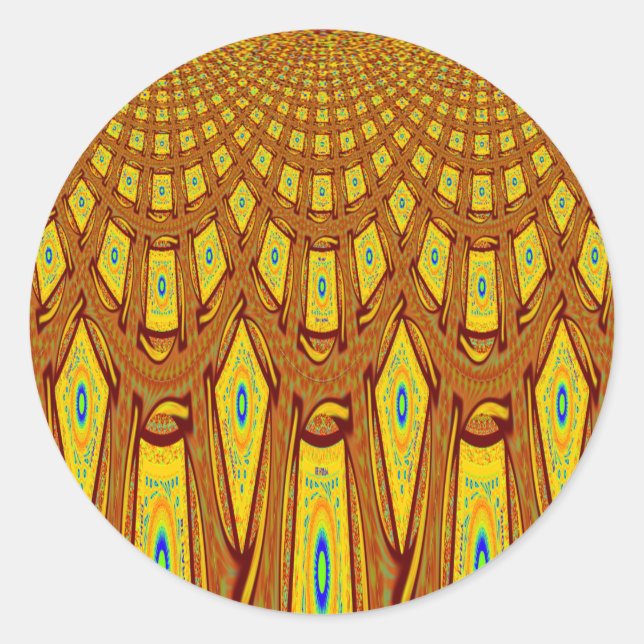 Sticker Rond Beau Golden Brown Africain Tribal Imprimé vecteur (Devant)