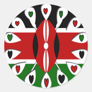 Sticker Rond Beau Kenya Lovely Hearts Art Motif Extraordinaire