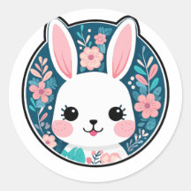 Beau lapin avec Motif à fleurs