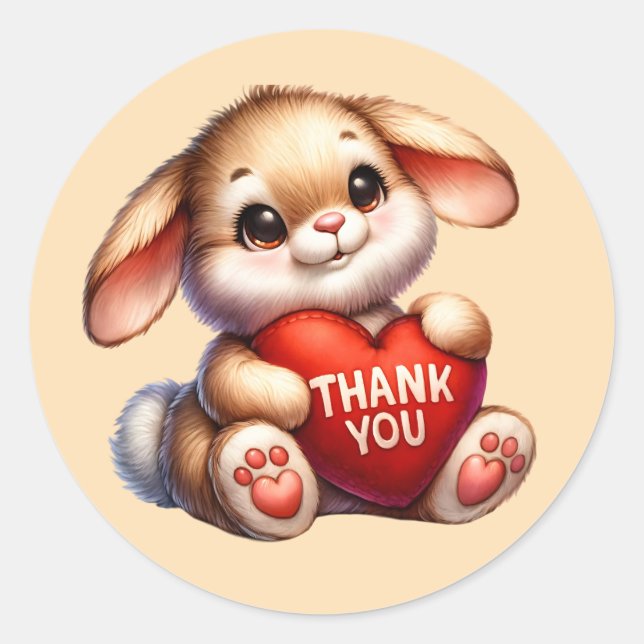 Sticker Rond Beau lapin de Merci (Devant)
