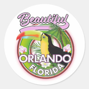 Sticker Rond Beau logo de voyage Miami Orlando
