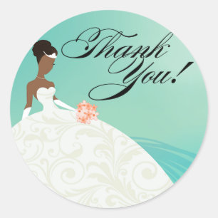 Sticker Rond Beau Merci de luxe Turquoise et blanc