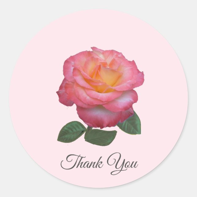 Sticker Rond Beau Merci rose rose (Devant)