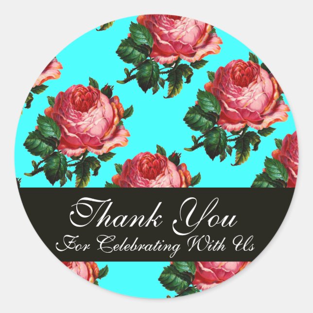 STICKER ROND BEAU MERCI ROSE ROSE ROSE ROSE (Devant)