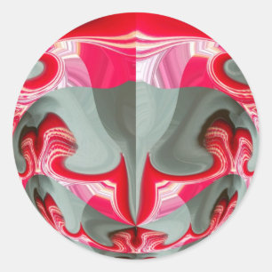 Sticker Rond beau motif géométrique gris cendré rouge design AR
