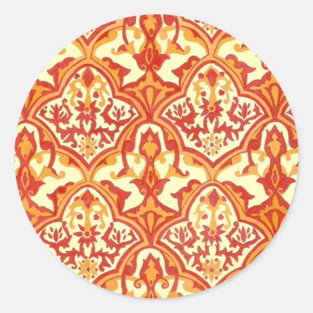 Sticker Rond BEAU MOTIF - Rouge & Orange (Devant)