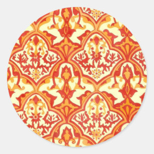 STICKER ROND BEAU MOTIF - ROUGE & ORANGE