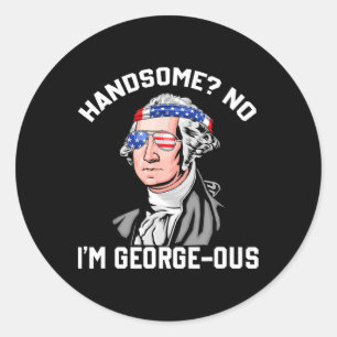 Sticker Rond Beau Non George Washington 1776 Drôle 4 Juillet