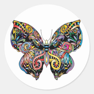 Sticker Rond Beau papillon illustré