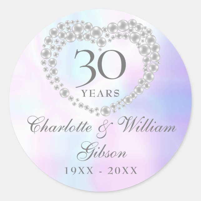 Sticker Rond Beau Pearl Heart 30e anniversaire (Devant)
