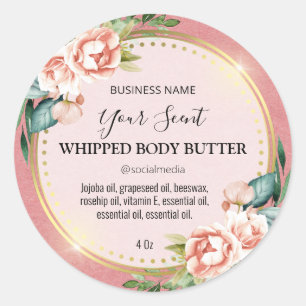 Sticker Rond Beau rose Vintage Pastel Rose Beurre de corps Étiq