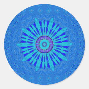 Sticker Rond Beau Royal Blue Mandala Art Imprimer